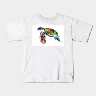 Sea Turtle, Olive green, Sage green, Turquoise, purple turtle artwork Kids T-Shirt